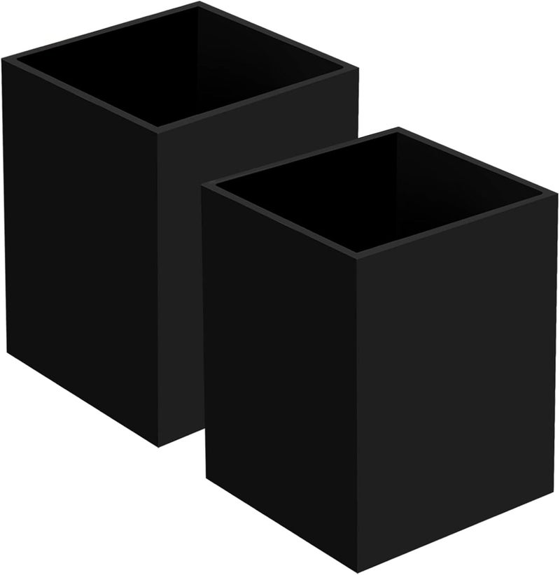 Ptaedex 2 Pack Acrylic Pen Pencil Holder, Black Makeup Brush Holder Cup Storage Office Desktop Desk Table Stationery Organizer - Image 1